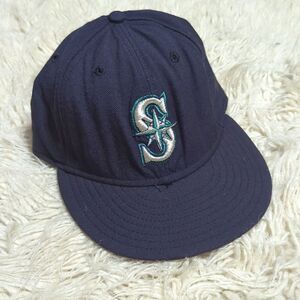 VINTAGE Seattle Mariners Hat Cap Size 7 3/8 Blue Embroidered Adult MLB USA 90s